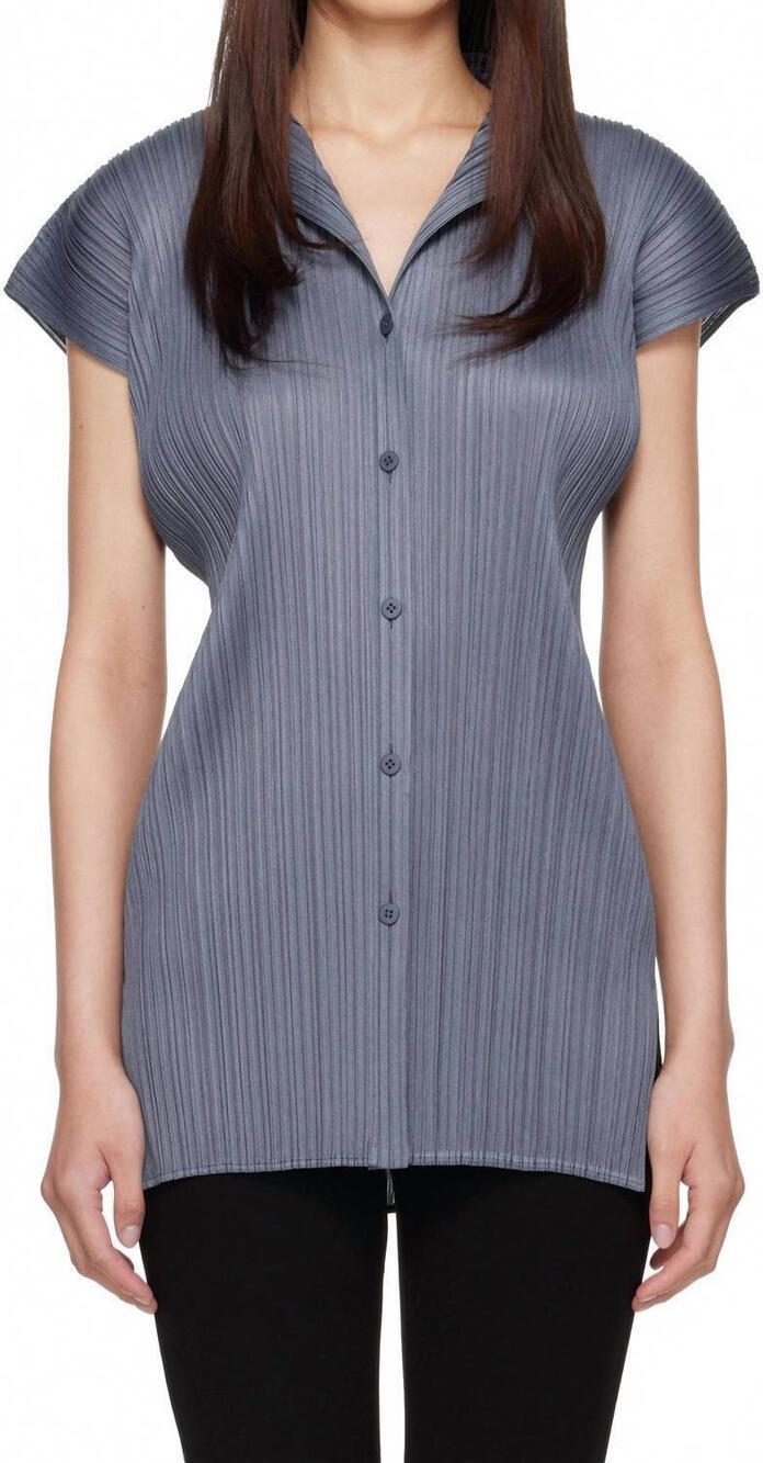 NEW ISSEY MIYAKE pleats please monthly colors may shirts in dark blue grey